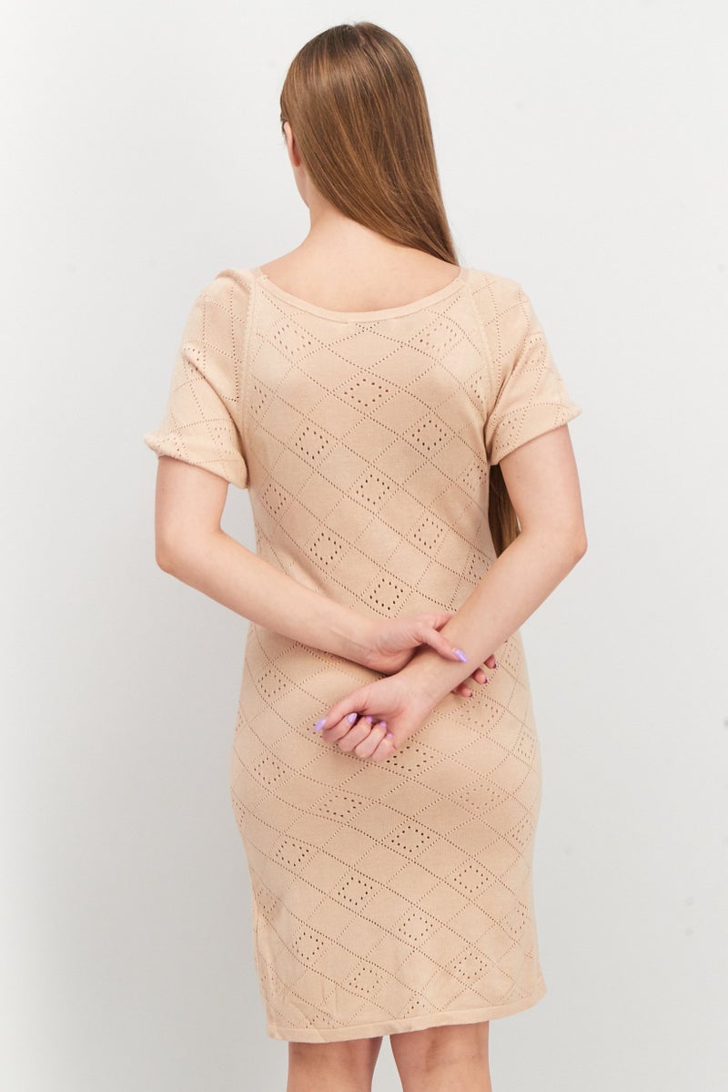 NA-KD Women Knitted Mini Dress, Dusty Pink - Image 4